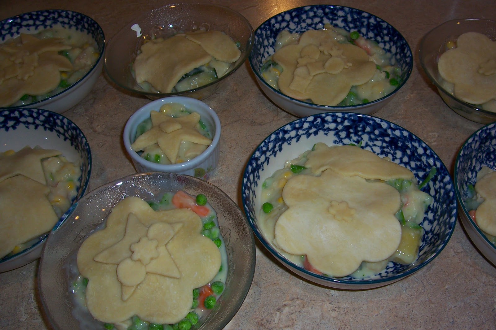 Individual chicken pot pies ready to bake