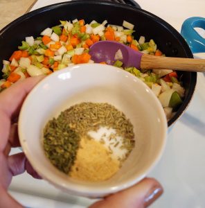 vegetables simmering with spices