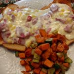Creamed Eggs Over Toast with Sweet Potatoes