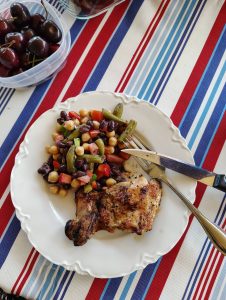 chicken thighs with bean salad
