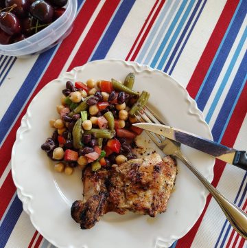 chicken thighs with bean salad